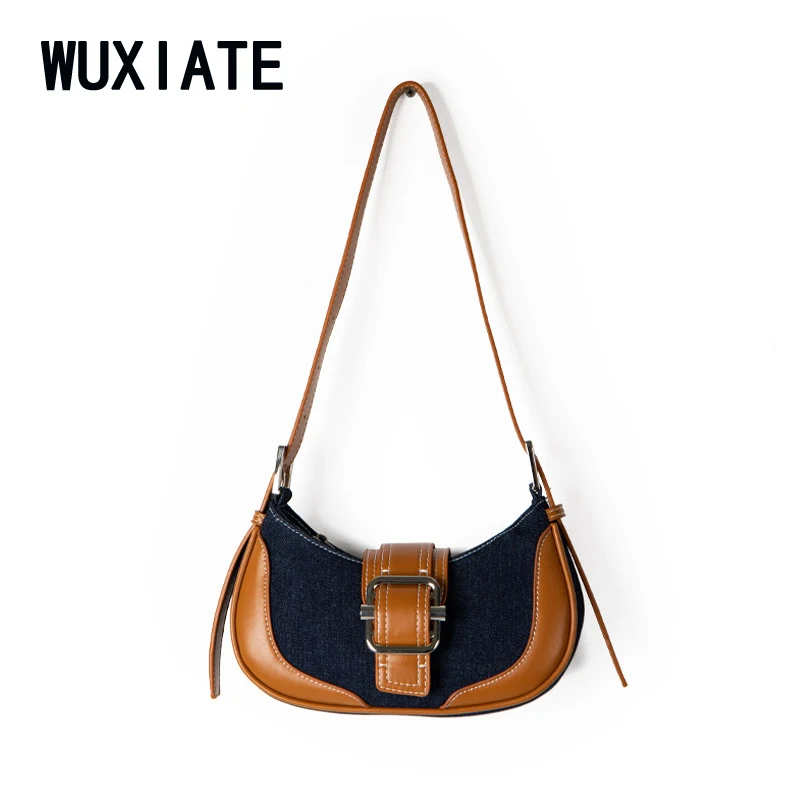 

WUXIATE Women's shoulder bag autumn and winter new Korean version of color baguette bag high-grade texture underarm bag