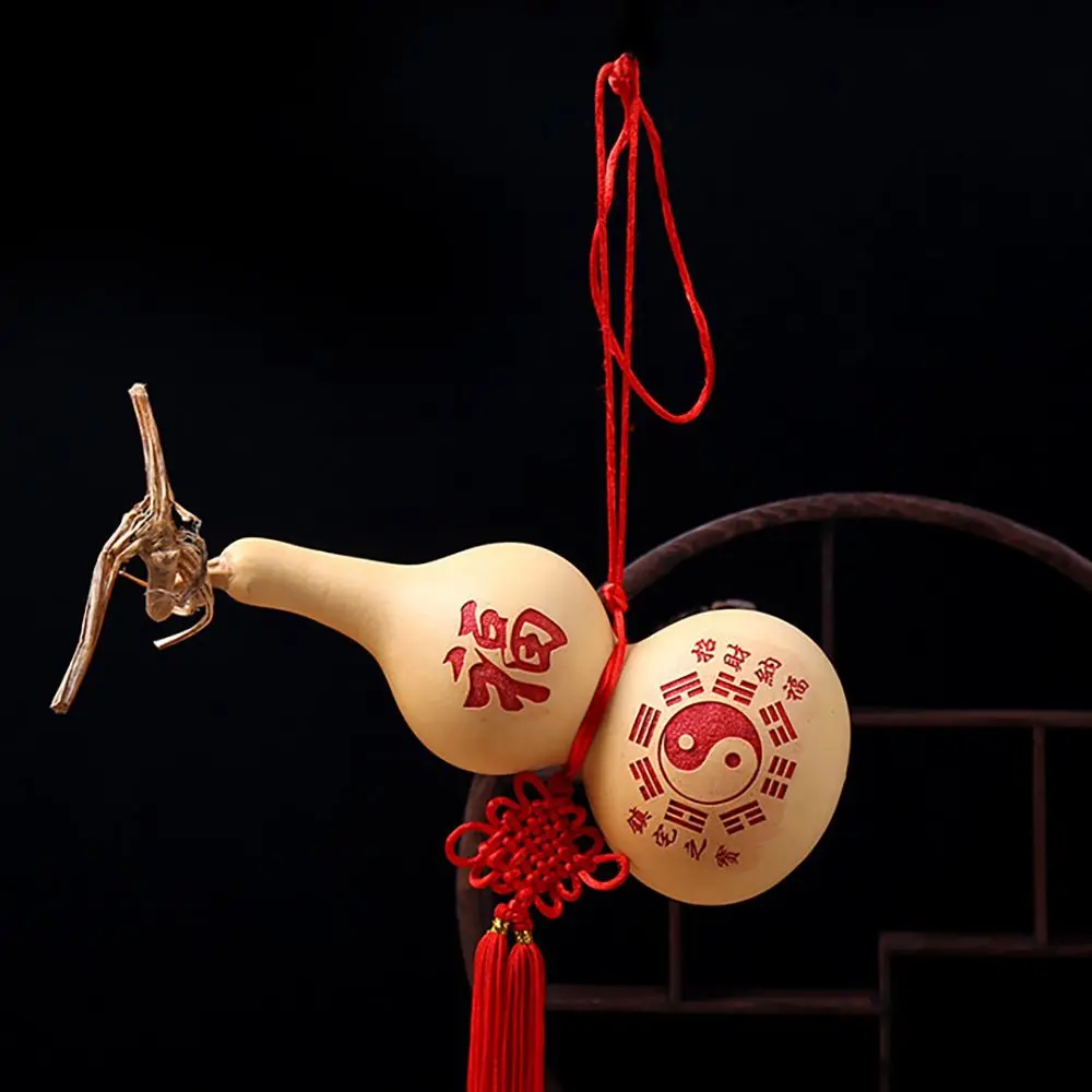 Creative with Tassel Yin Yang Tai Chi Handmade Bring Wealth and Luck Gourd Crafts Home Decor Housewarming Gift Hanging Ornament