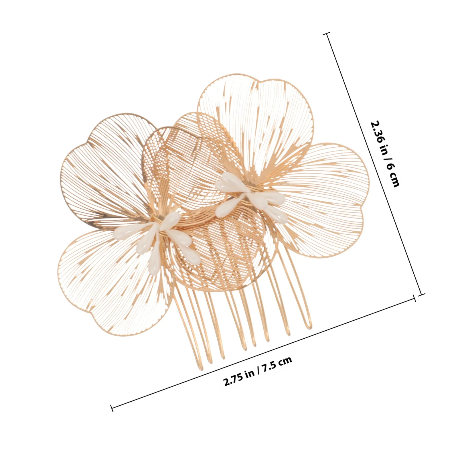 หวีดอกไม้สีทองสไตล์วินเทจแบบเกาหลี สำหรับเจ้าสาว ใช้ตกแต่งทรงผมในงานแต่งงาน  คลิปหนีบผมโลหะ