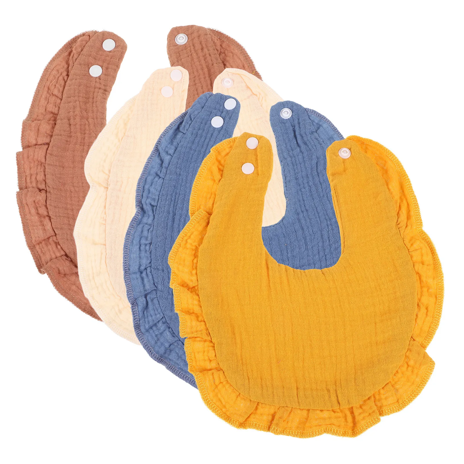 

Набор из 4 детских муслиновых слюнявчиков-бандан с кружевными краями, из мягкого хлопка, унисекс, для кормления, прорезывания зубов и от слюней, впитывающие, белые однотонные