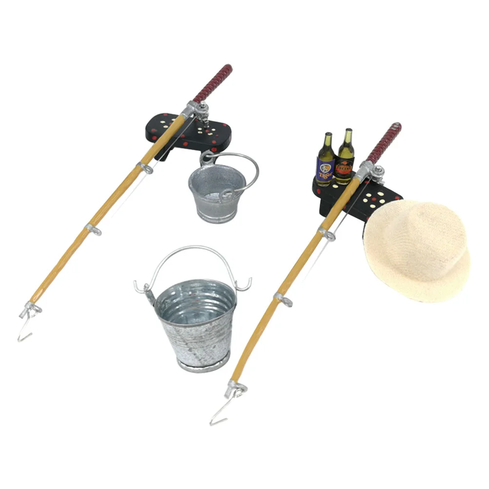 Simulation Fishing Tackle Hat Bucket Stool Model Miniature Decor Items Basket Outdoor Decorations Tiny Toy Ornament Child