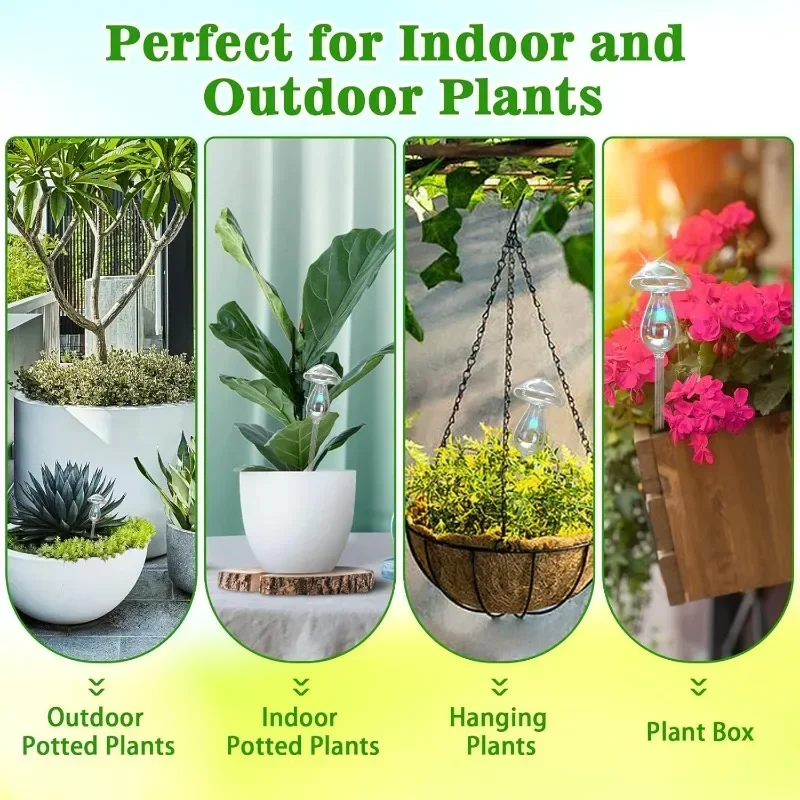 2026-A Top Quality Rainbow Gradient Plastic Mushroom & Ball Self Watering Planter Laser Automatic Watering Device for Plants