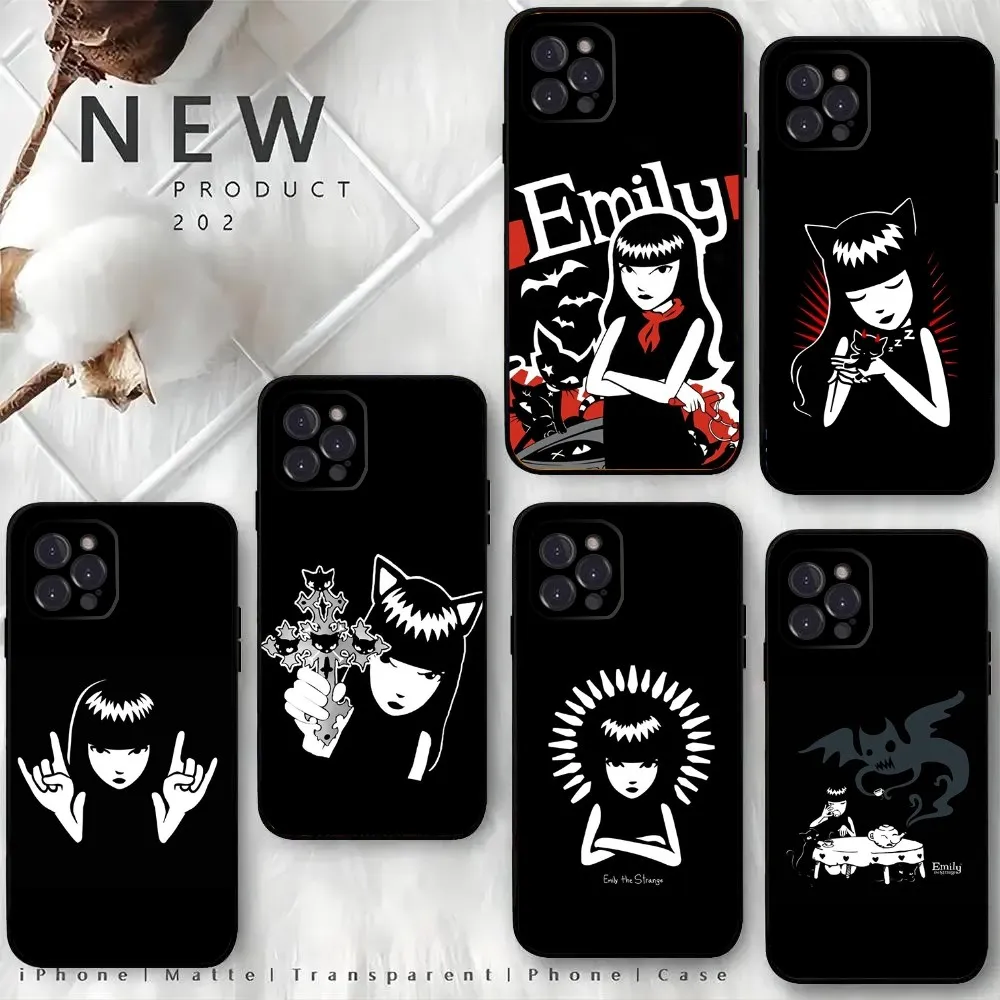 E-Emily The S-Strange Phone Case For iPhone15,14,13,12 Mini 11 Pro XR,X,XS,MAX 6S,7,8 Plus Silicone Cover Soft Black