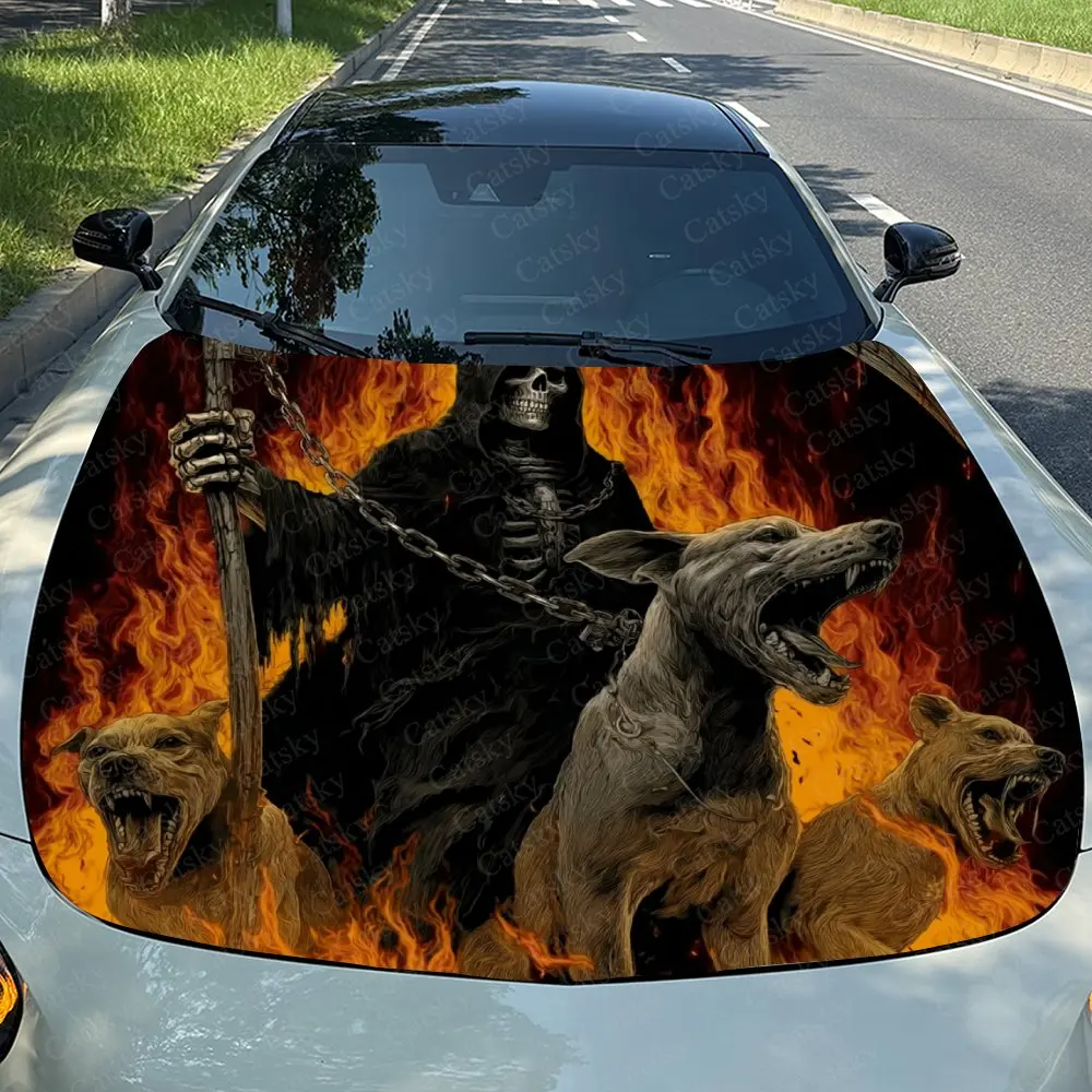 The Grim Reaper Of Purgatory Car Hood Sticker, Splash Proof PVC, Easy To Disassemble, Waterproof And Scratch Resistant, Self-adh