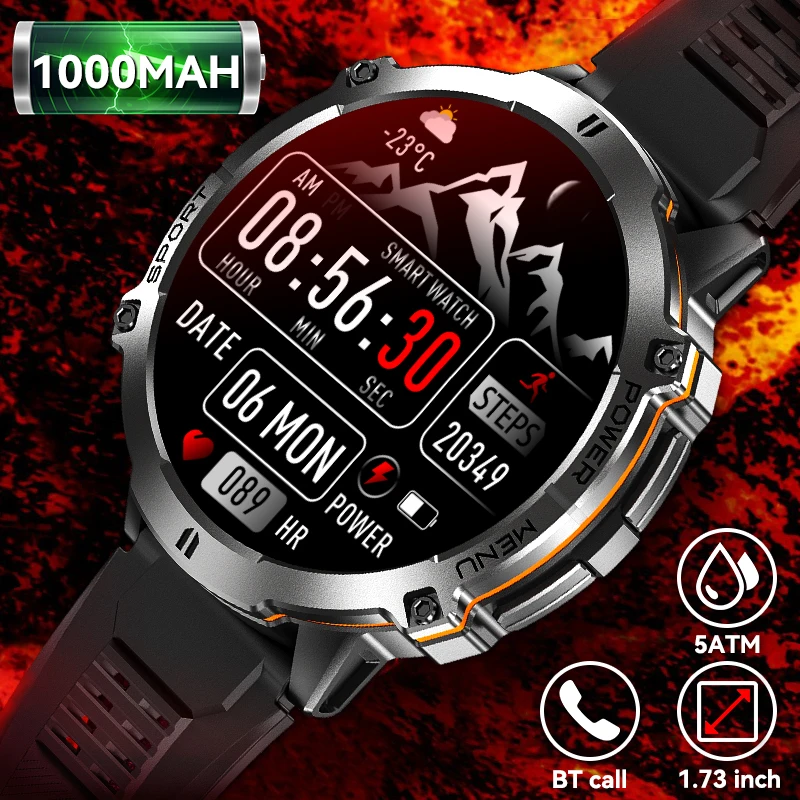 

2025 New Military TANK T3 1000mAh Battery Watches Men TREX3 1.73-inch AMOLED Smart Watch GPS 5ATM Waterproof BT Call Smartwatch