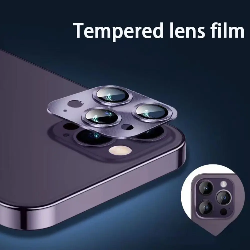 Película de lente templada antiarañazos, cubierta completa de vidrio templado, Protector de lente de cámara, anillo de Metal para iPhone 16 Pro Max 15 14 Pro Max