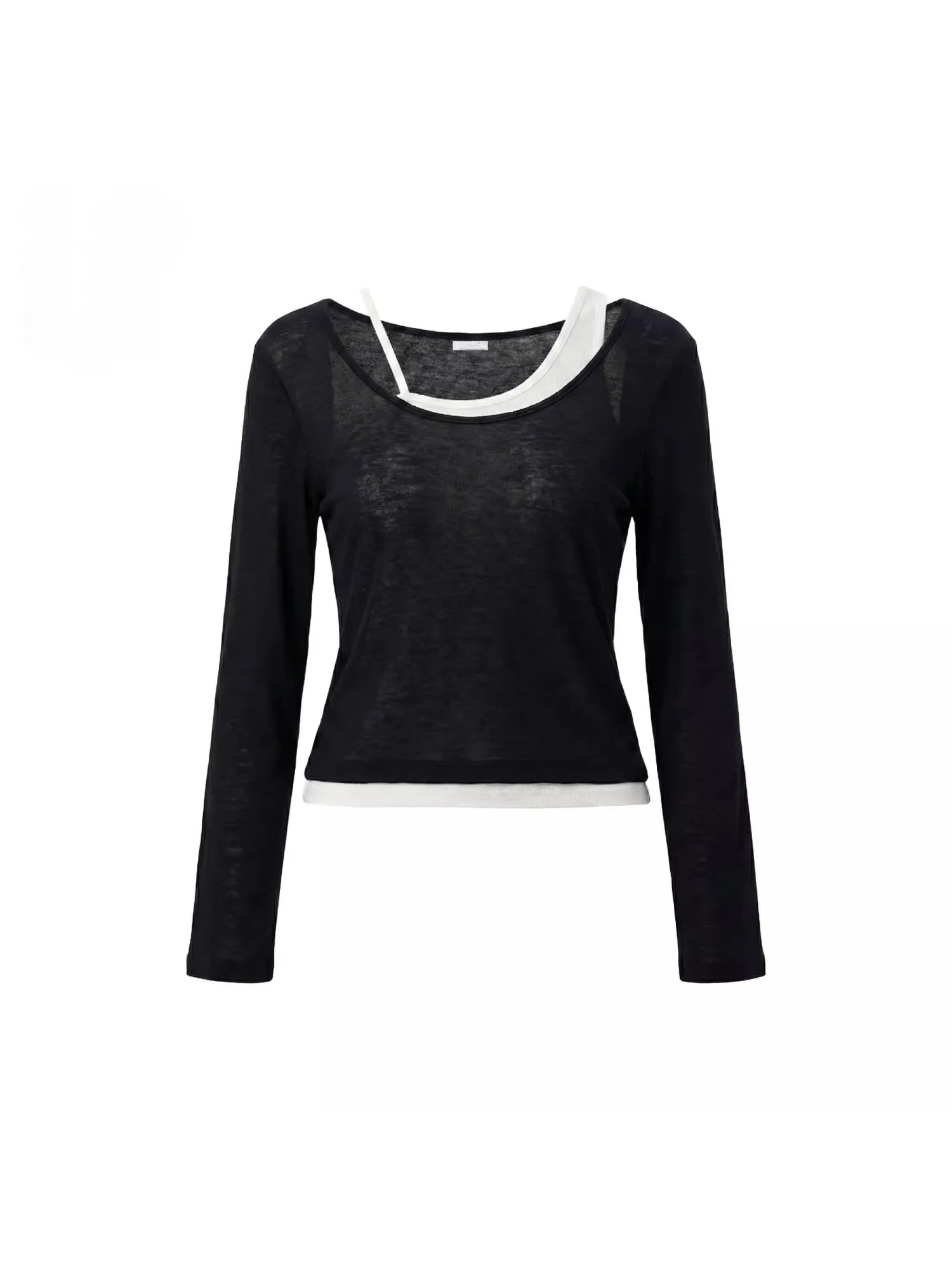 

Asymmetric Korean Sle Women's Knitted Top Slimming Two-Piece Set Versatile Casual Wear Polyester Fiber Long Sve Spring