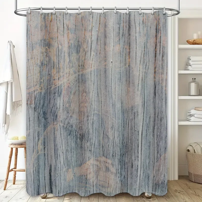 Blue Grey Modern Striped Shower Curtain Waterproof Bathroom Decorative Privacy Screen for Tub 72x84 inches SizeL106cm x W356cm