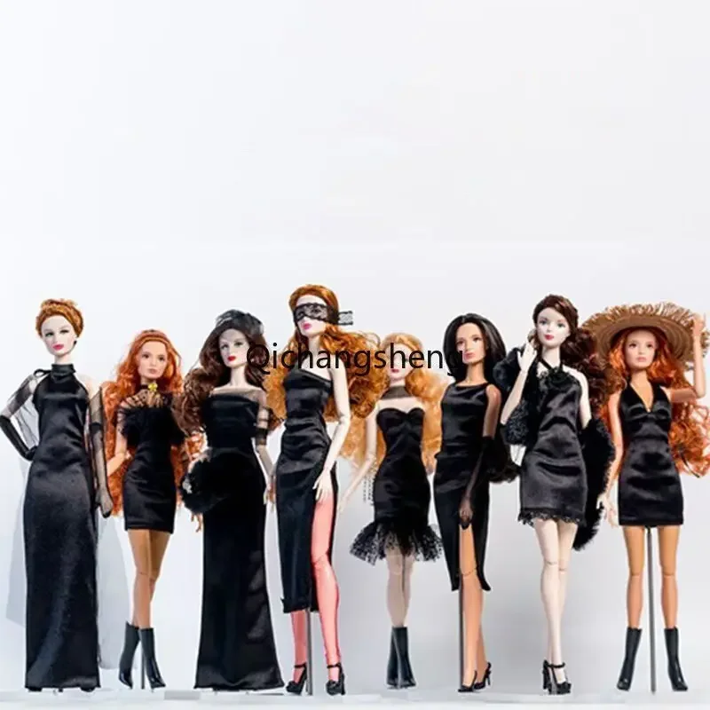 Handmade Black  1/6 Doll Clothes for Barbie Princess Evening Dress for Barbie Dolls Accessories Outfits Wedding Gown Toy 11.5