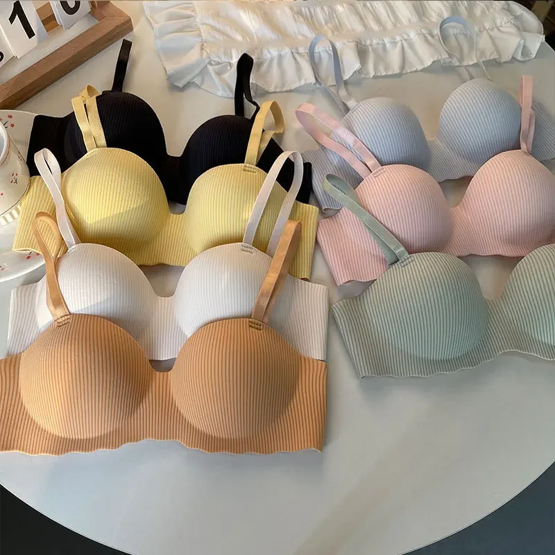 

Fashion Seamless Half Cup Cloud Nude Underwear Women Small Breast Gathering Support Anti-Sagging Soft Wireless Bra