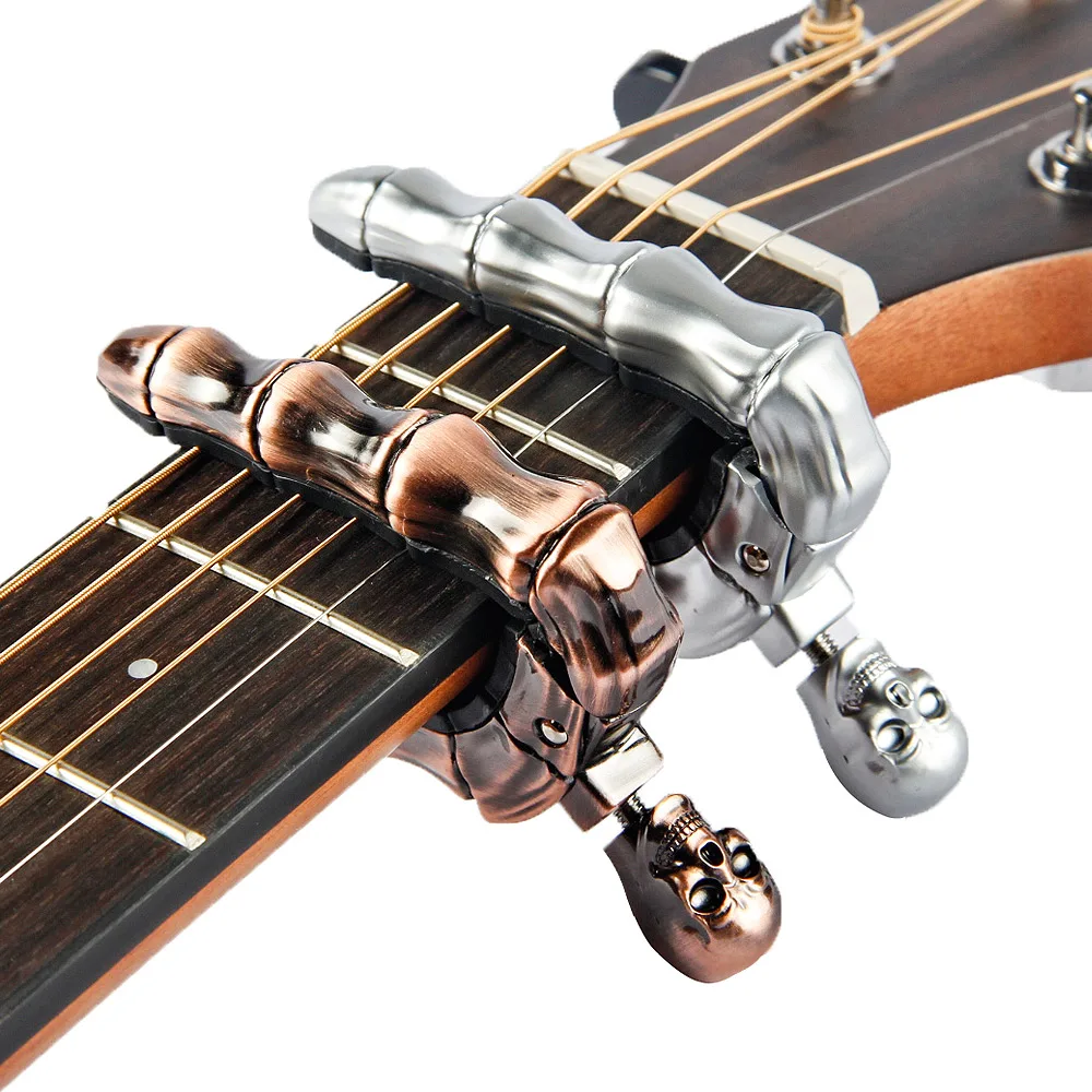 Capo de guitarra Cool Skull Design Universal 4 5 6 12 cuerdas Instrument Capos con dedo fantasma para guitarra acústica eléctrica, bajo, Reino Unido