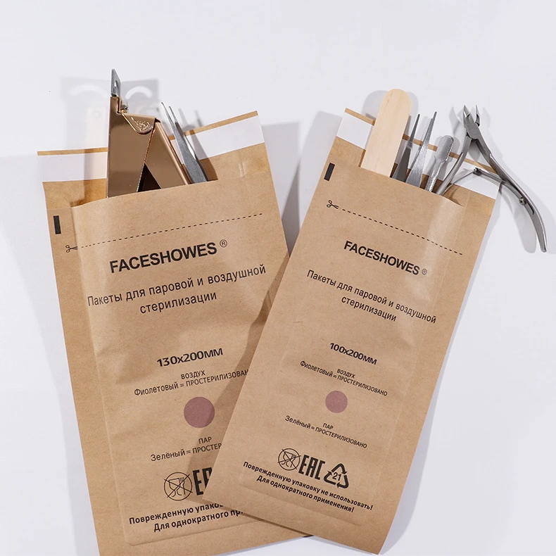 Bolsa de desinfección de uñas desechable, bolsa Kraft para manicura, equipo de Gel para uñas, máquina para limpieza de uñas, accesorios de esterilización, 20/50