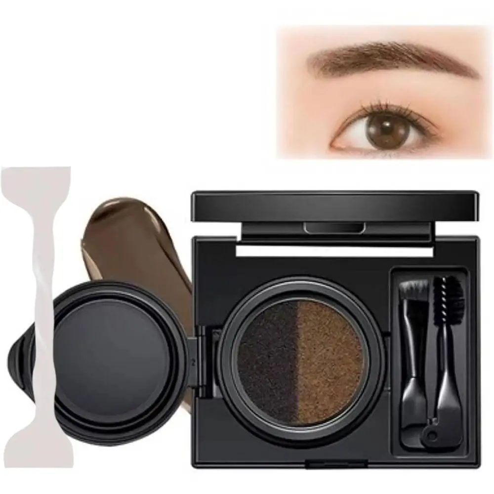 Easy to Use 2 in 1 Eyebrow Cream with Double Ended Brush with Stamp Brow Powder Long Lasting Sweatproof Eyeliner Cream