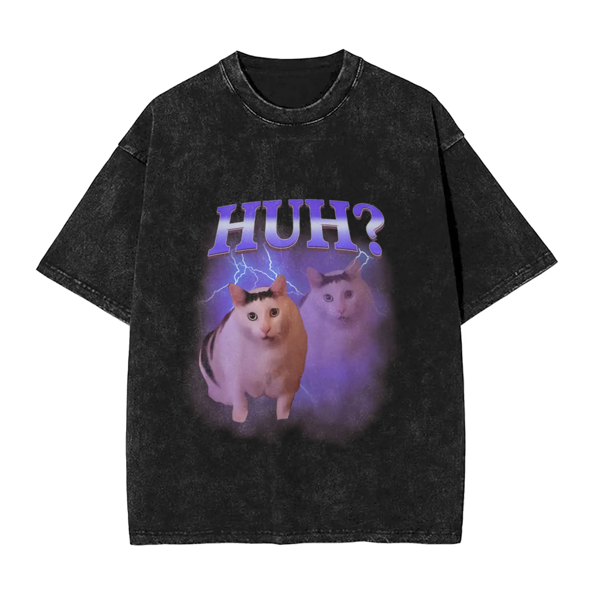Huh Silly Cat Meme Classic Stylish A Vintage Oversized Cotton Unisex T-Shirts