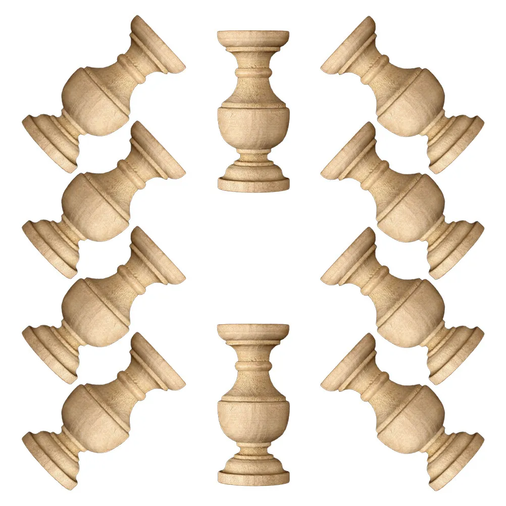 10Pcs Versatile Unfinished Wooden Spindles for DIY Wood Projects Decorative Baluster Spindles Craft Home Decor Dining Room