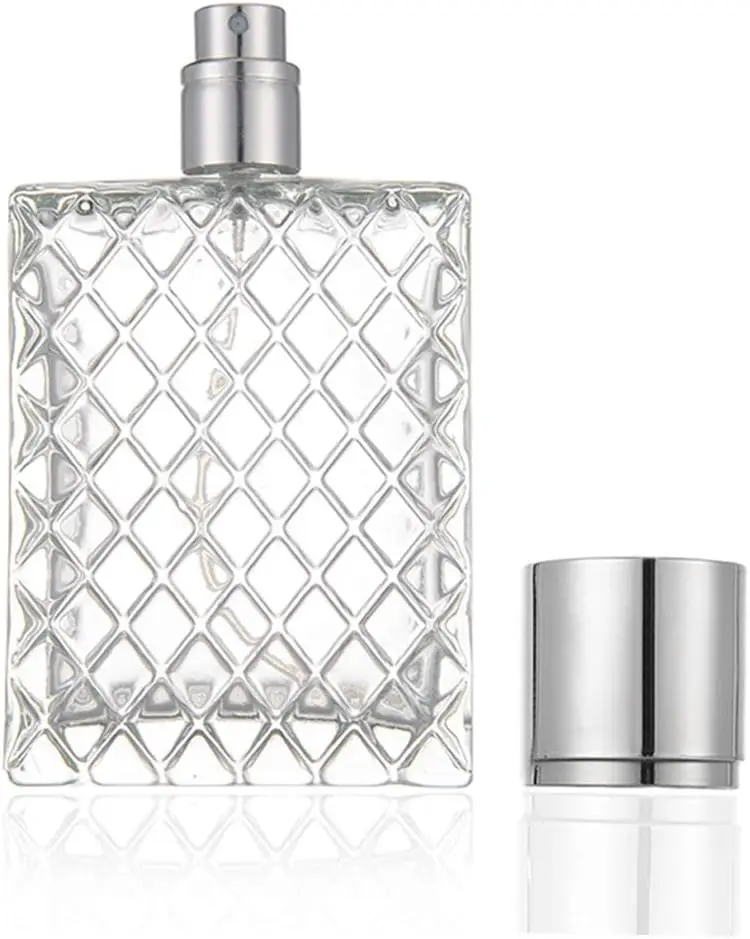

100ml 3.4oz Refillable Perfume Bottle, Clear Glass Fine Mist Atomizer for Travel