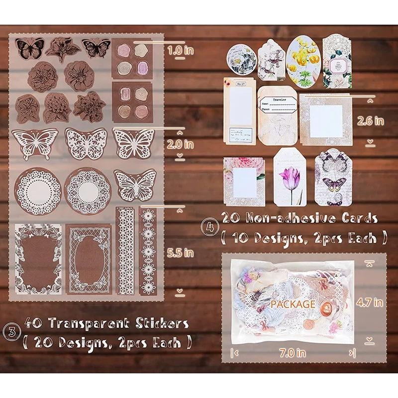 

260 Piece Ephemera Set, Vintage Scrapbooking Supplies Pack, Vintage Paper and Paper Stickers, Art Craft Gifts, Letters-A51M