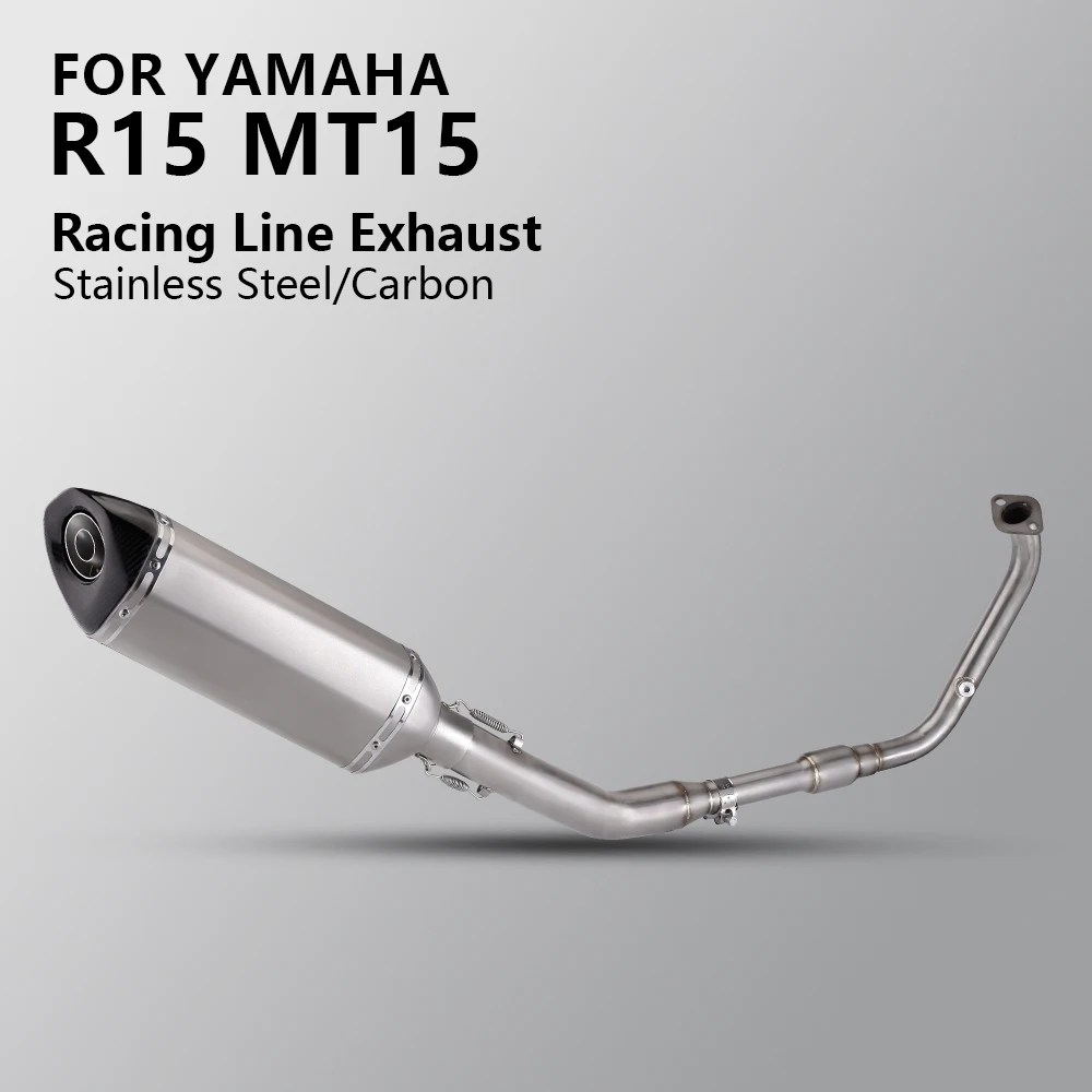 For R15 Mt15 V3 V4 Motorcycle Exhaust Full System Escape Front Link Pipe Connect Carbon Muffler With DB Killer
