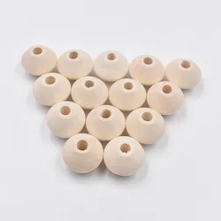 Perles rondes ajourées en bois Hemu, style idyllique, boulier de document naturel, artisanat, accessoires d'ornement, 20mm, paquet de 20 pièces