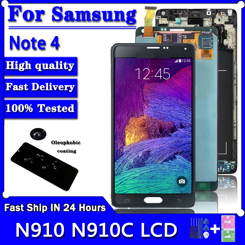 

Super AMOLED For Samsung Note 4 Note4 N910C N910A N910F LCD Screen Dispaly Touch Digitizer Assembly With Burn Shadow