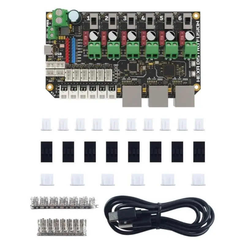 

652F 6 Port CANBUS USB Expansion Hubs With Flexible Port And 7.5A Power Distribution For 3D Printing