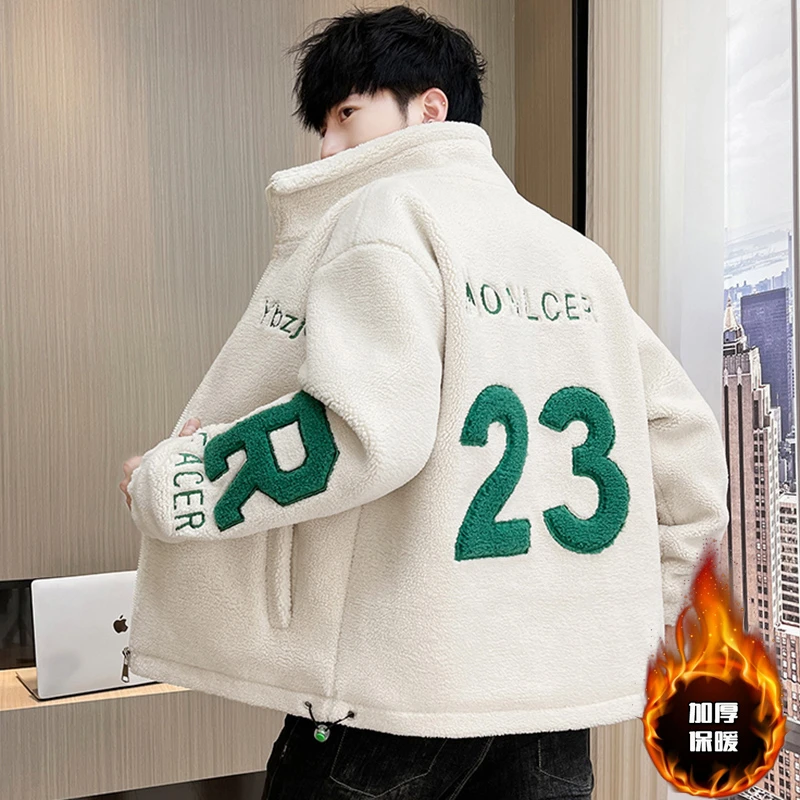 

Men's No.23 Warm Jacket Hooded Cotton Lined Velvet Thickened Top Autumn/Winter Casual Warm Sportswear