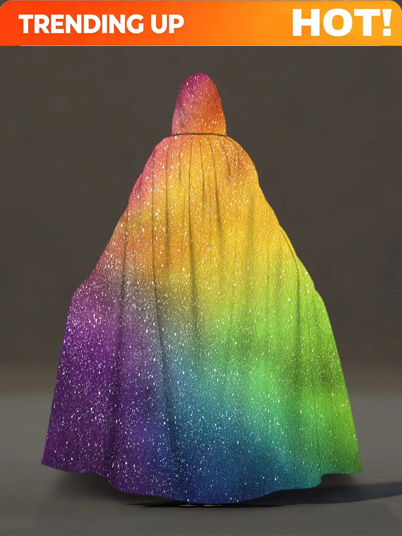 Customization [Stars Hooded Cape] Rainbow Gradient With Stars Pattern Hooded Capes - 2D Flat Robes, 1pc, Costume Cloak For Cospl