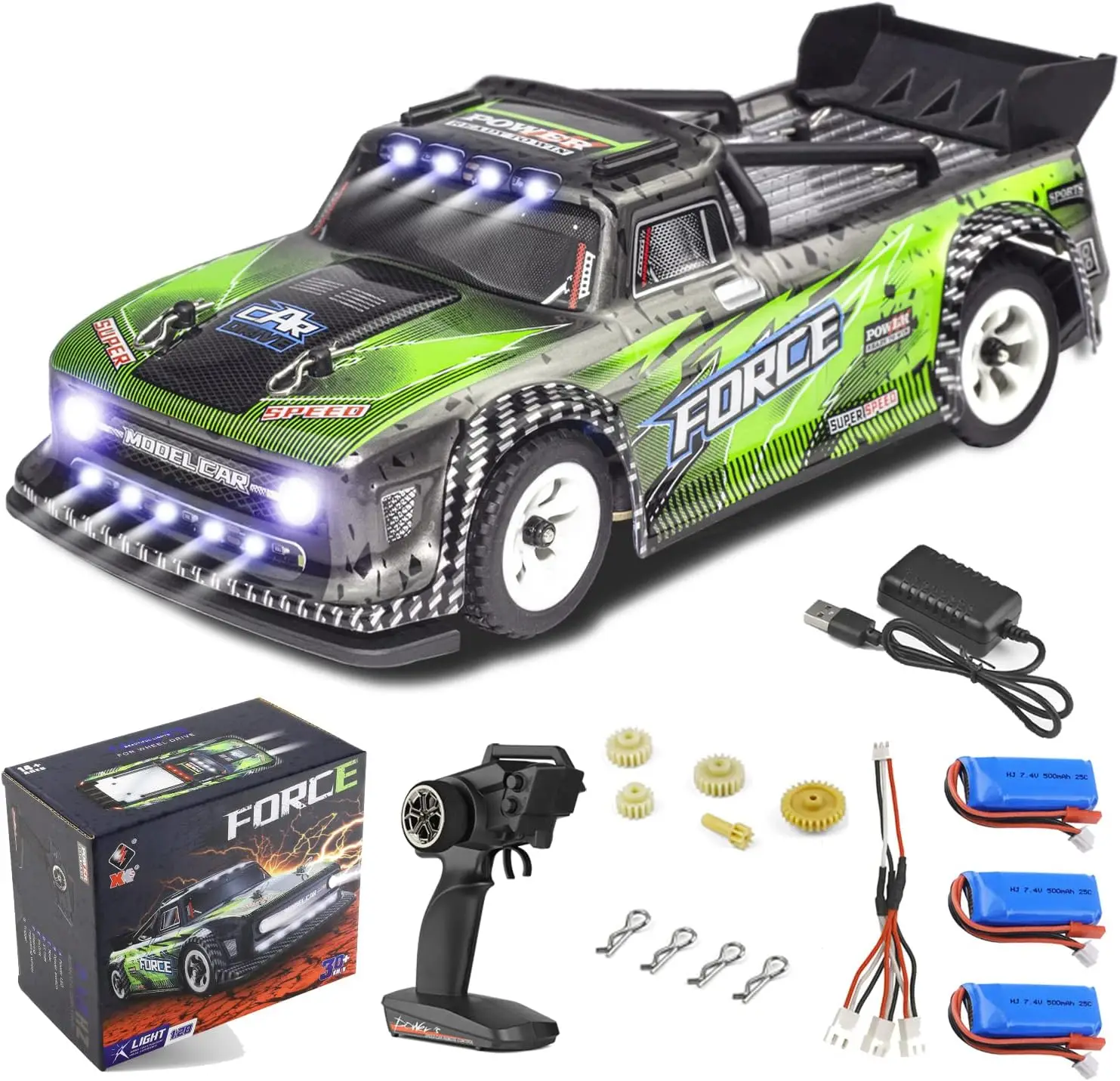 

1/28 Scale Mini Drift RC Car with 3 Upgraded Batteries, 30km/h Speed, 2.4GHz Remote, LED Lights, and 4WD for Adults and Gifts