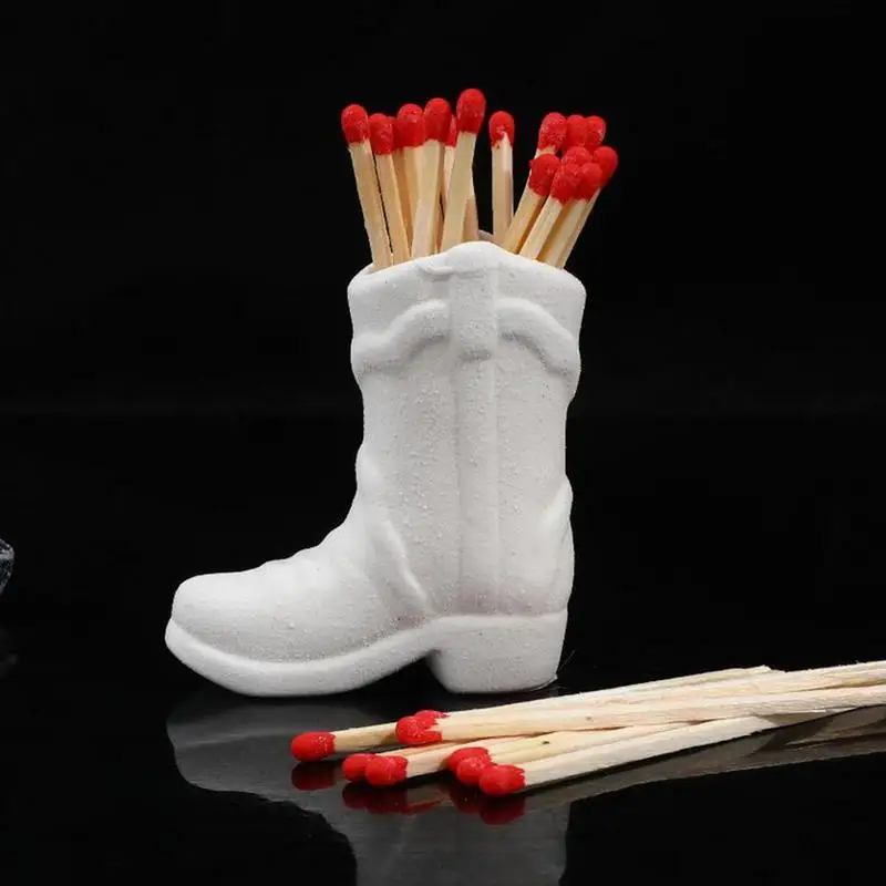 Ceramic Match Holder With Striker Boho Style Cowboy Boot Match Holder Match Stand Decoration Home Fireplace Kitchen Decorations