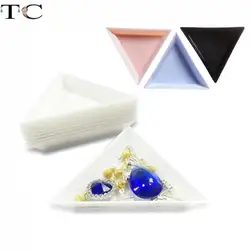 5/10Pcs Plastic Triangle Nail Tray Nail Art Rhinestone Glitter Box Plate Tray Holder Storage Container Manicure Tools