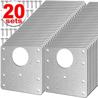Stainless Steel Cabinet Hinge Repair Plate Kits Door Hinge Mounting Plate with Screws Holes for Home Kitchen Cupboard Furniture
