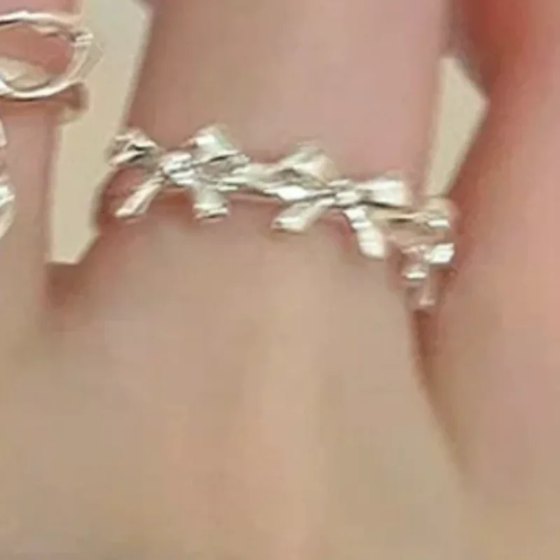 زوج من 2، حلقات شريطية على شكل فيونكة مصممة؛ حلقات هندسية حلوة قابلة للتعديل؛ هدية مثالية للنساء؛ مناسبة لحفلات الزفاف