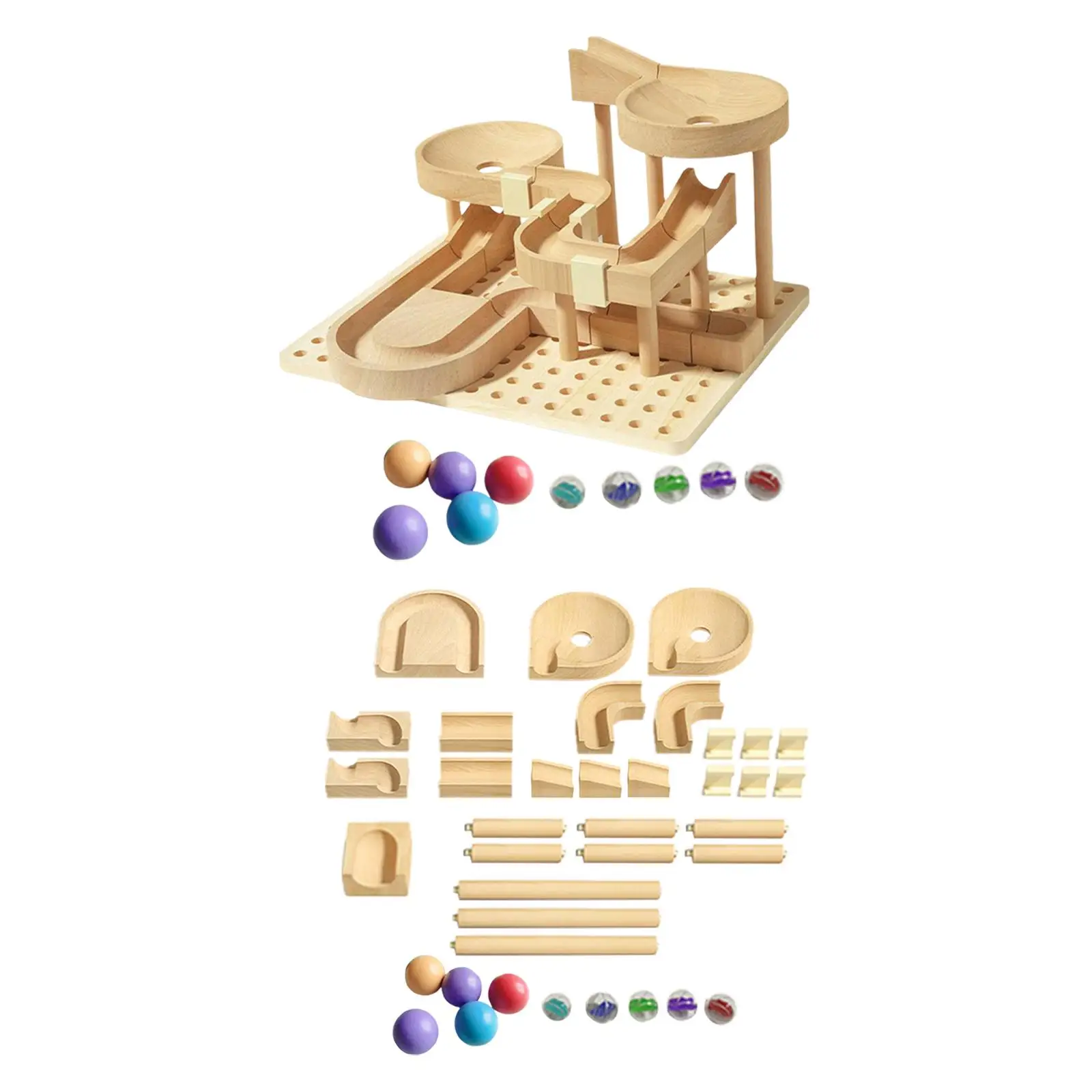 Correr de mármol de madera, juego de laberinto de pista de mármol, juguete de laberinto de mármol, juego de construcción, juguetes de bloques de construcción de madera para niños de 4 a 8 años