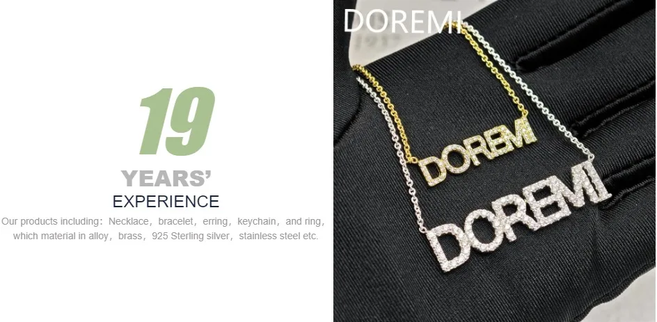 DOREMI 6mm/9mm Letters Name Crystal Necklace Initial Name Necklaces Personalized Dainty Custom Necklace Nameplate Chains