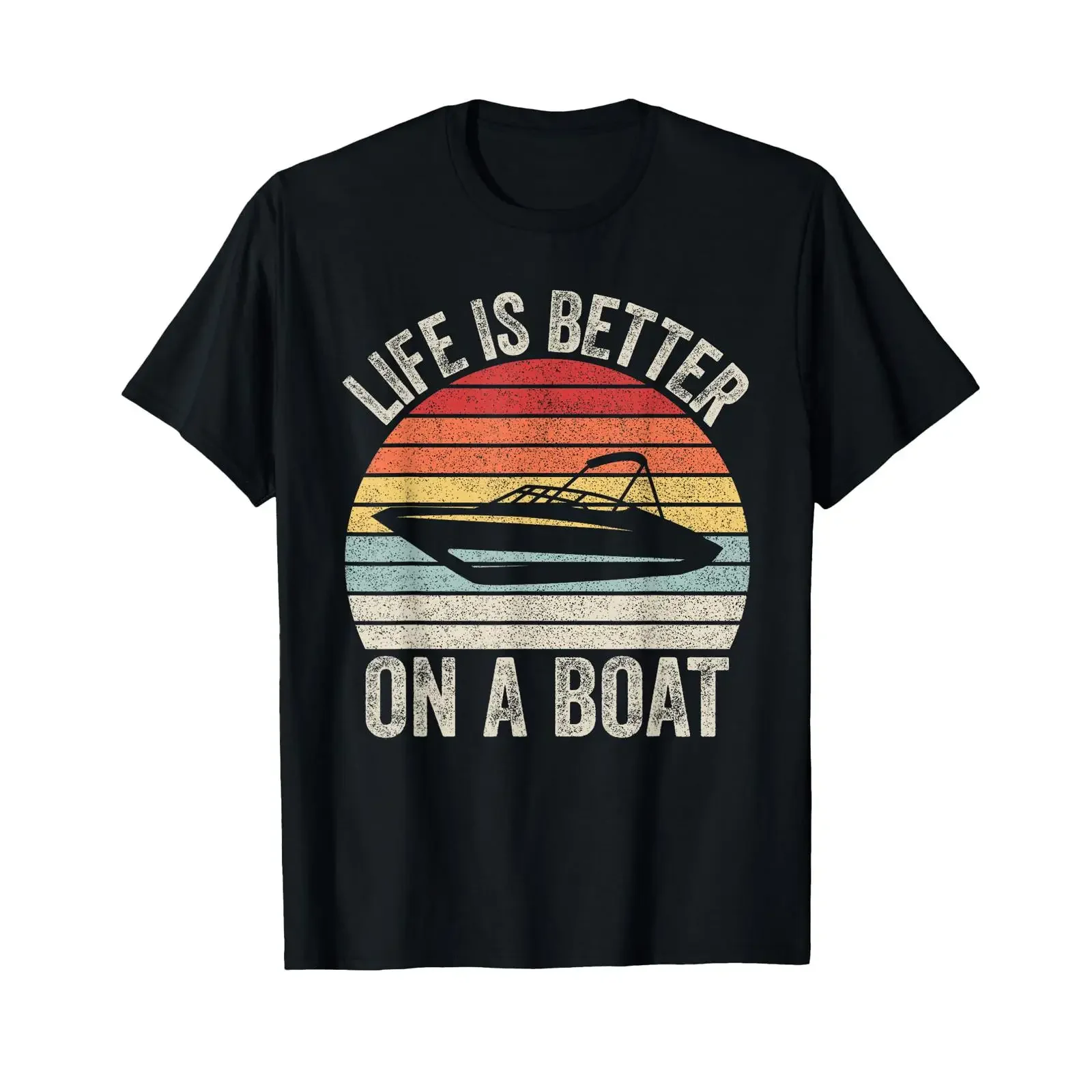 Vintage Life is Better On A Boat Captain Boating Pontoon T Shirt vintage Washed Slightly Breathable homme streetwear Soft
