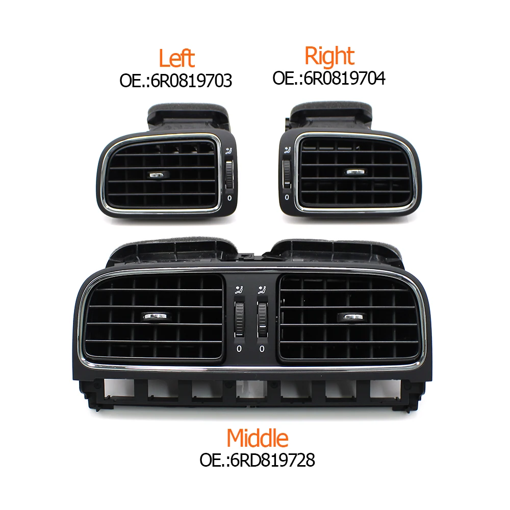 

For Polo Car Front Central Dash Left Right Middle Air Conditioner AC Vent Grille Assembly For VW 2011-2018 6R0819703 6R0819704