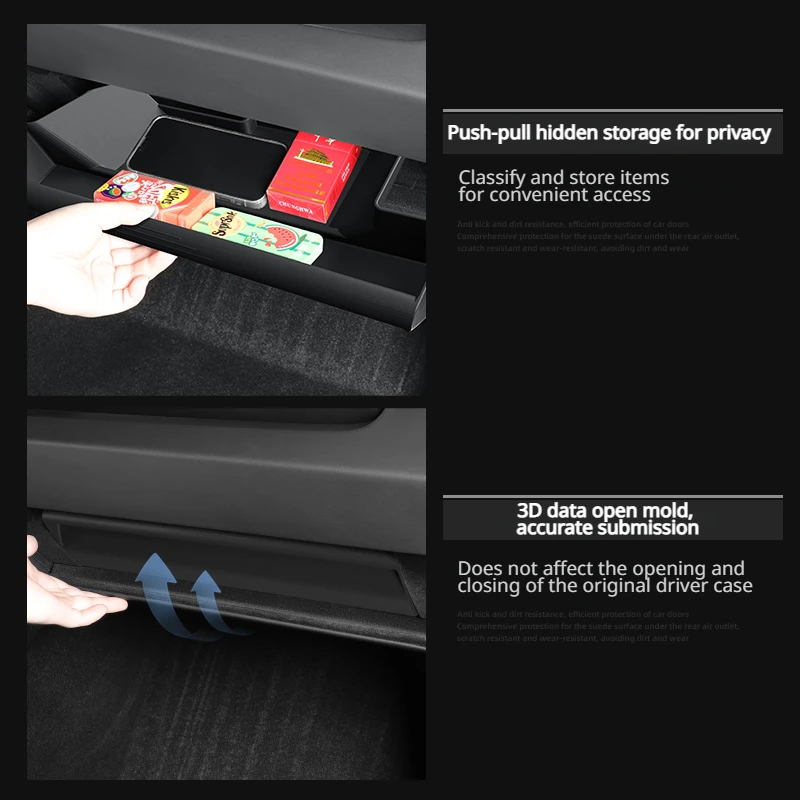 Glove Box Storage Box for 2024 Tesla New Model 3+ Highland TPE Glovebox Drawer Storage Box Organizer Partition Car Accessories