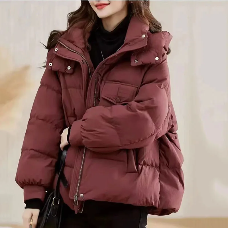 Damen-Parkas, Daunenmantel, Kapuze, Parka, langärmelig, solide, gespleißt, Strickjacke, Reißverschluss, Oberbekleidung, Taschen, warm, Winter, 2022, lässig