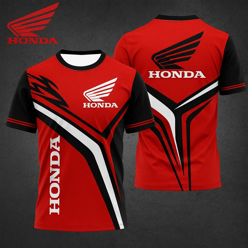 تي شيرت رجالي صيفي بأكمام قصيرة من Honda ماركة سيارة رياضية لسباق الدراجات النارية سريع الجفاف جيرسي كاجوال #2