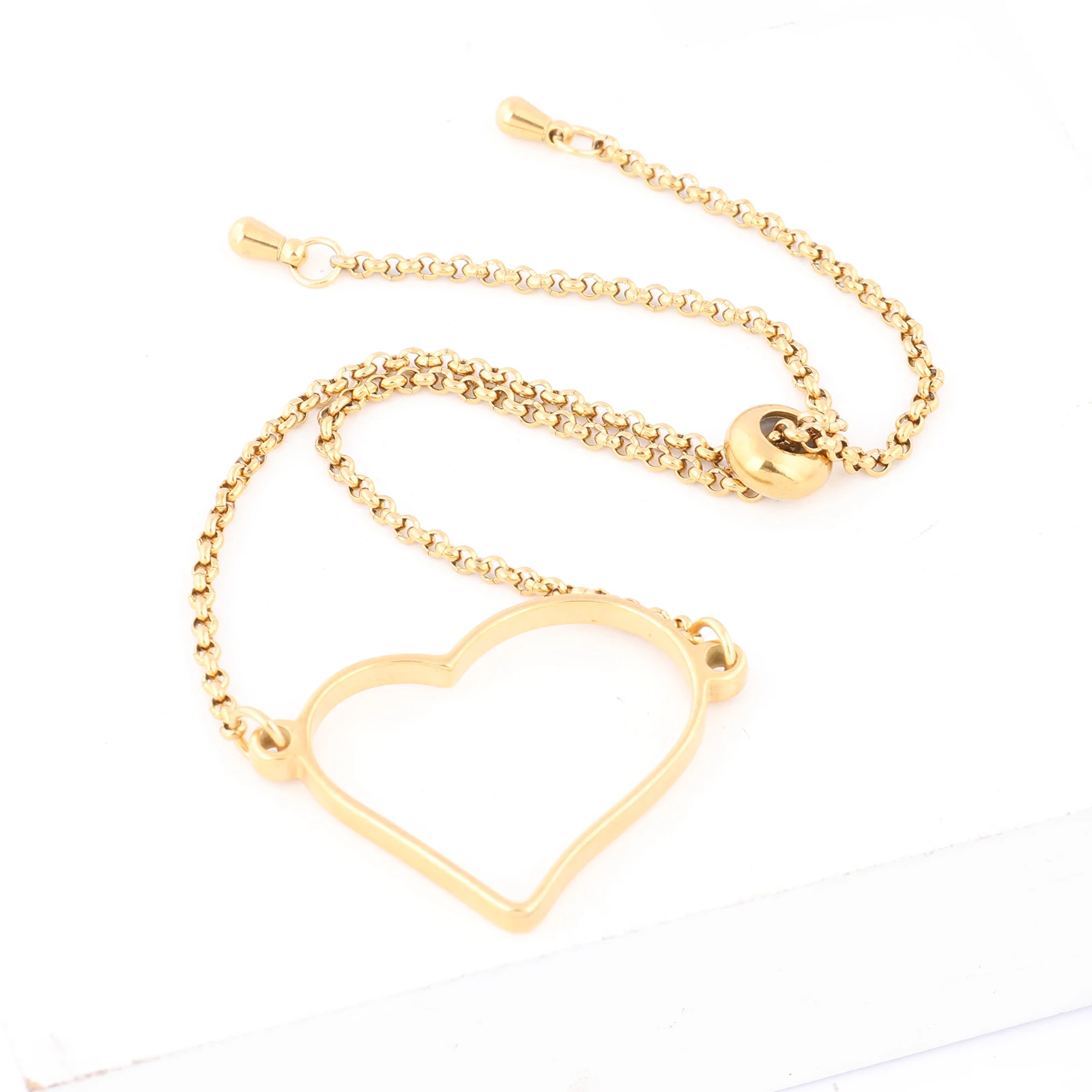 3pcs Stainless Steel Gold Plated Heart Open Bezel Bracelet Connector Frame Blanks For Resin Jewelry Making Supplies