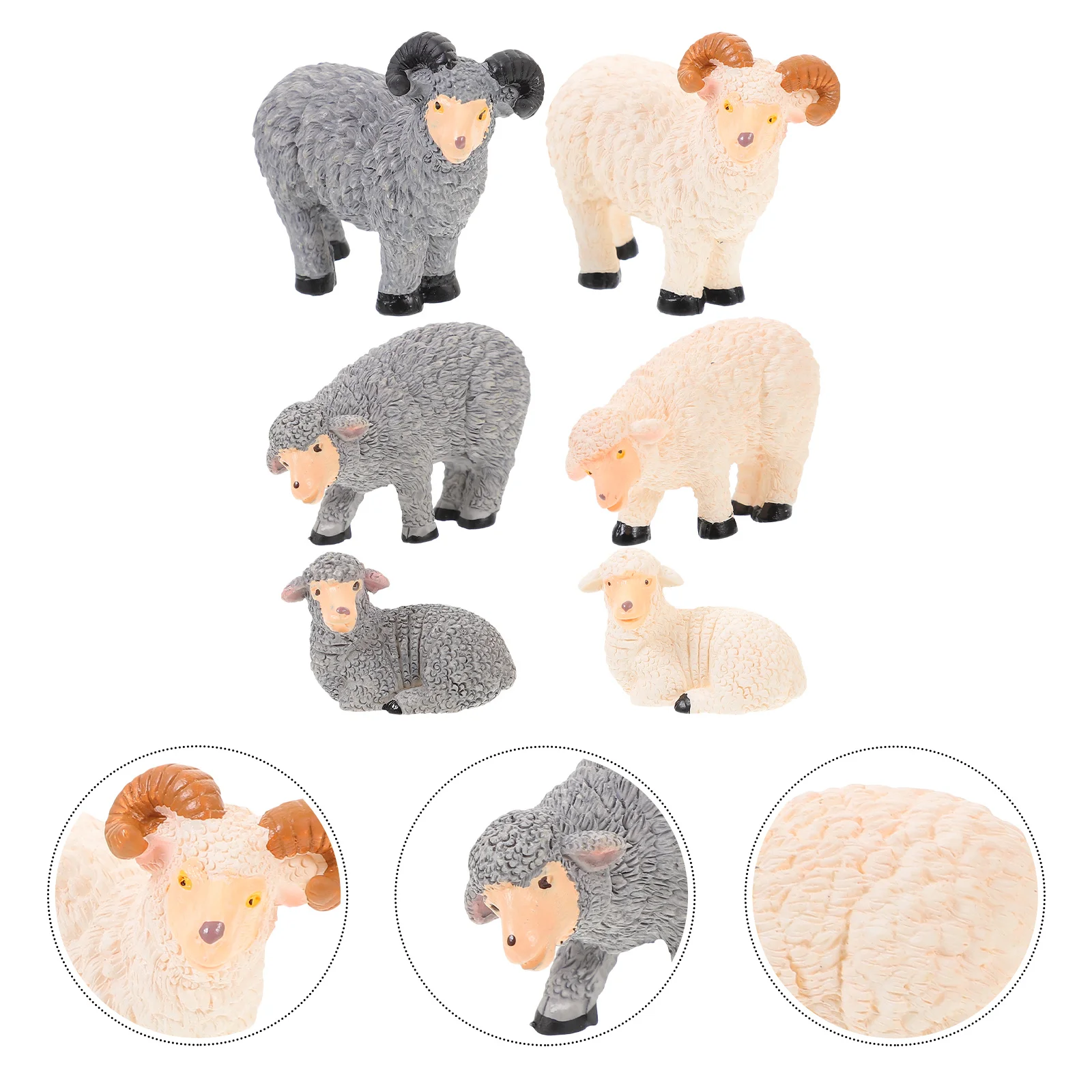 

6Pcs Micro Landscape Decorations Miniature Sheep Resin Garden Decor for Home Office Tabletop Living Room Outdoor Lawn Scene