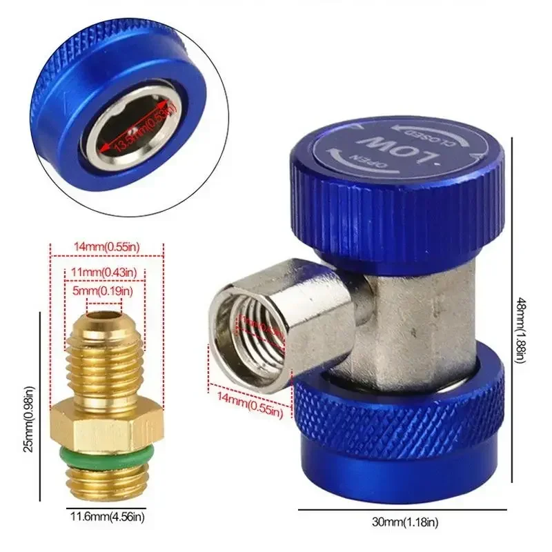 1 Buah Perlengkapan Selang Adaptor Pendingin R134a Efisiensi Unggul Aksesori Konversi Coupler Tekanan Rendah Tinggi A/C Otomotif