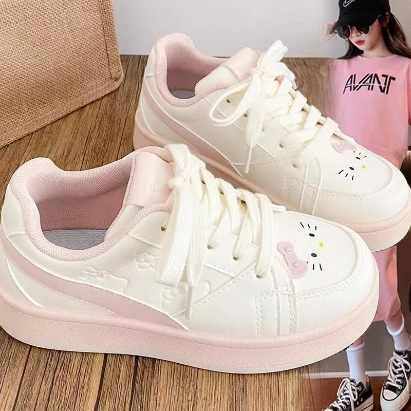 

Kawaii Hello Kitty Sanrio для студентов, удобная спортивная одежда с милыми героями мультфильмов, детские нескользящие кроссовки, обувь на плоской подошве, подарок для детей