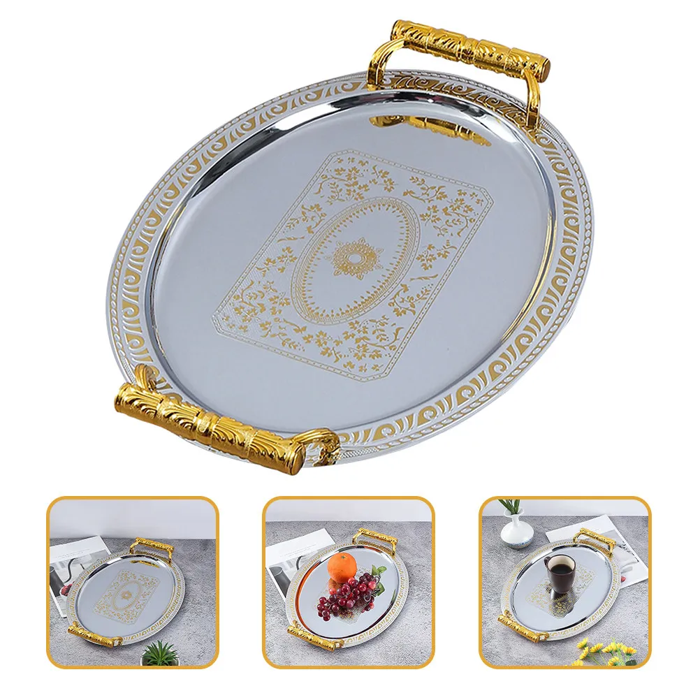

Heavy Duty Stainless Steel Food Tray Snack Fruit Dessert Serving Plate for Home Office Restaurant Decorative Storage Organizer