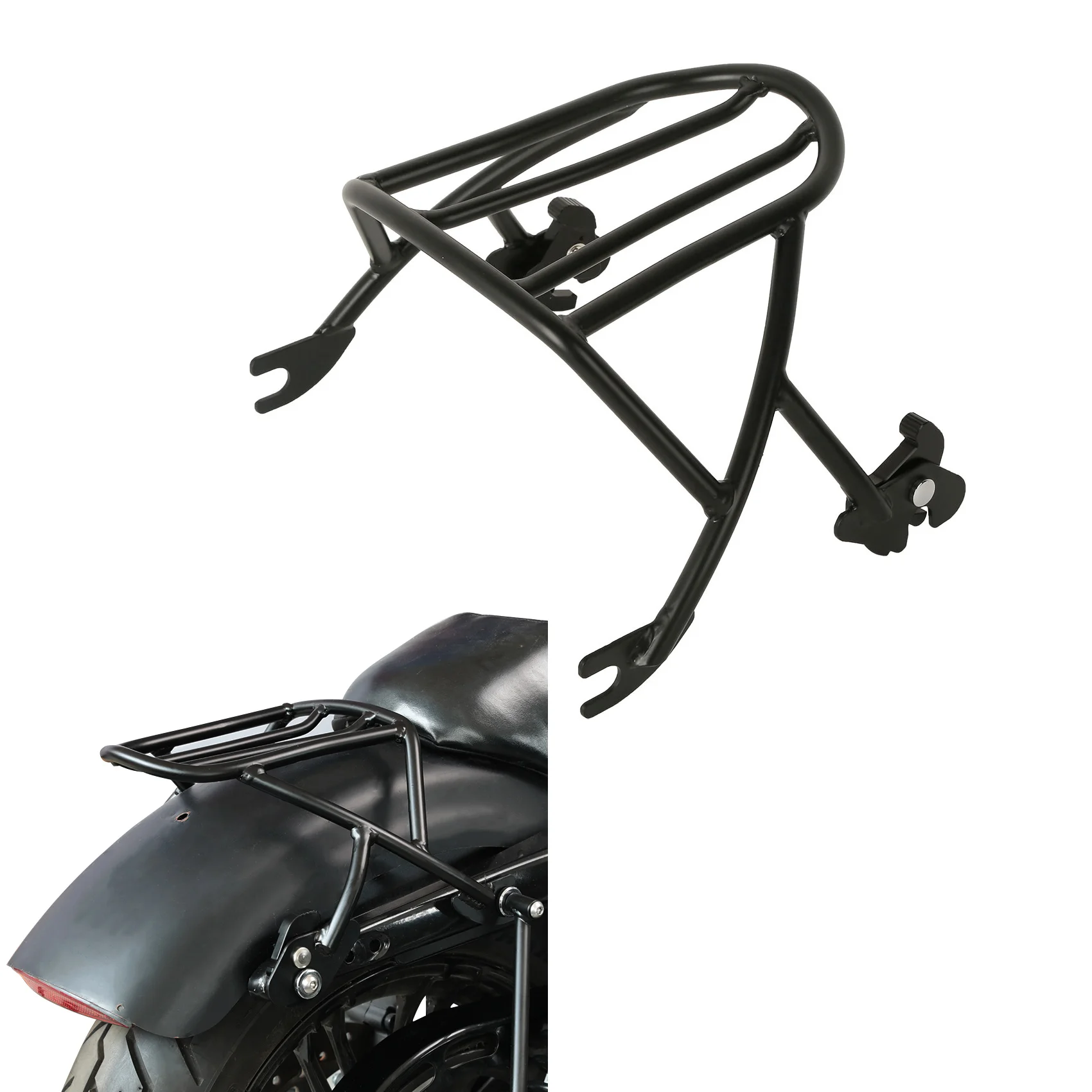 

Black Solo Detachable Luggage Rack Fit For Harley Sportster XL1200 883 2004-2022 21