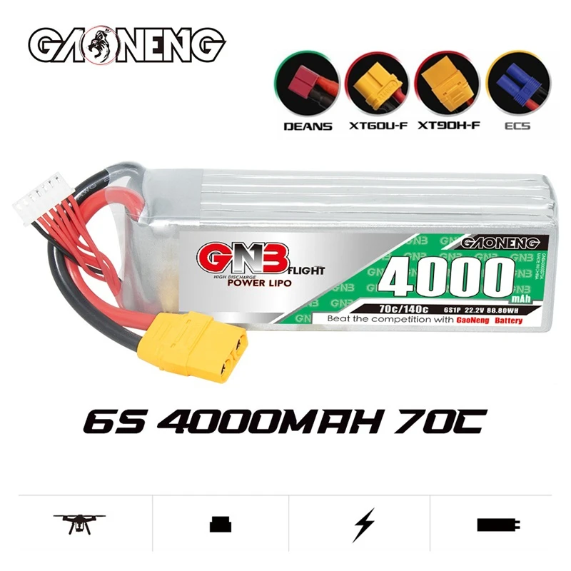 

MAX 140C GNB 22.2V 4000mAh Lipo Battery For FPV Drone RC Helicopter Car Boat Tank Parts 6S 22.2V Battery