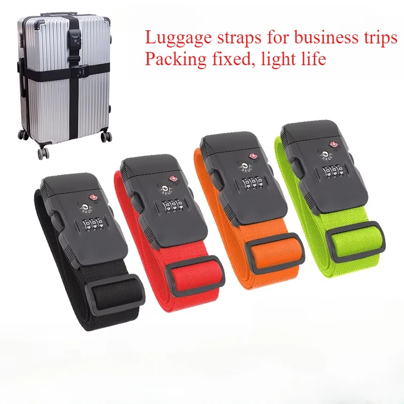 TSA حزام أمتعة السفر قابل للتعديل قفل بكلمة مرور حزام التعبئة الأمتعة قفل آمن مكافحة سرقة حزام الأمتعة حزام التجميع