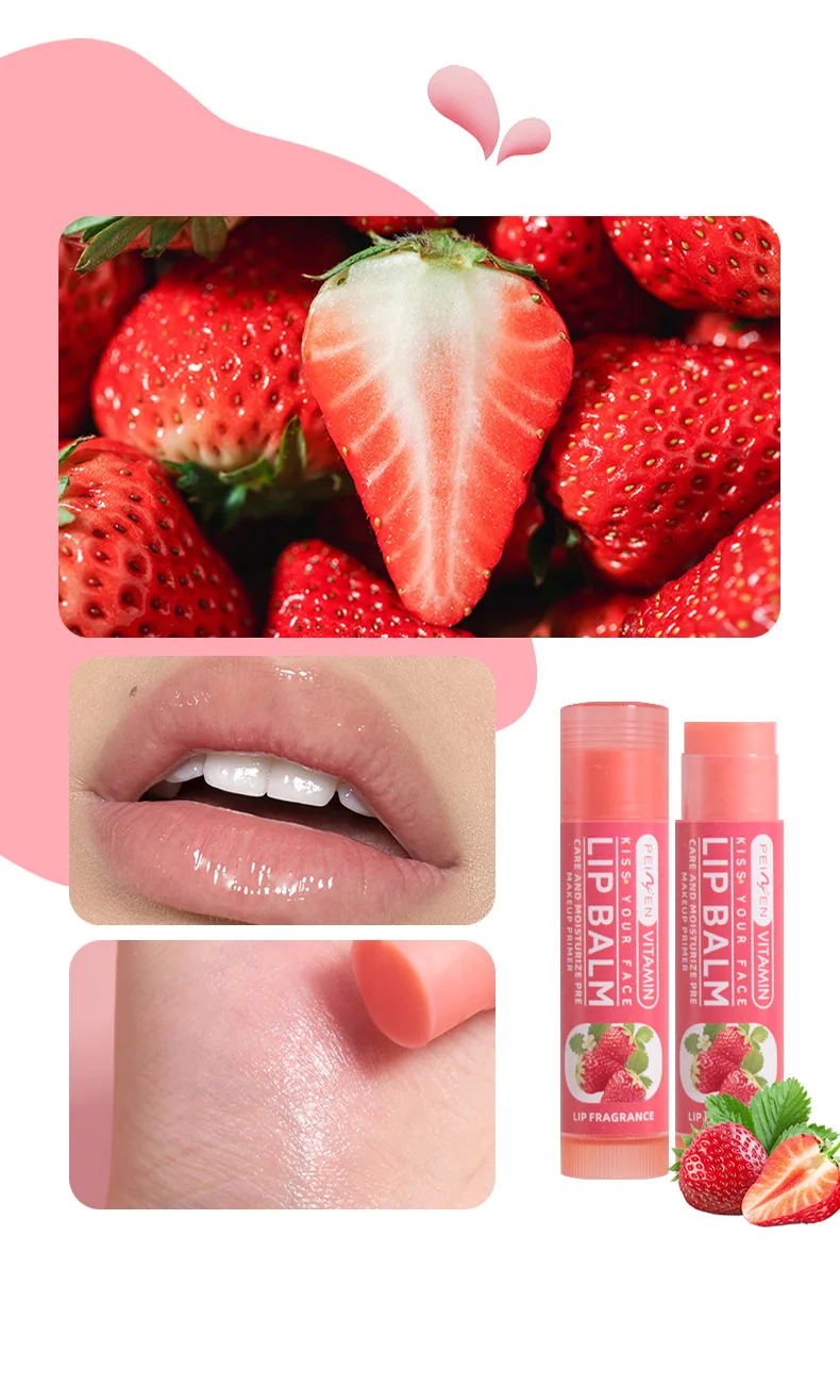 6PCS Fruity Lip Balm Set – Hydrating & Nourishing Lip Care with Strawberry Peach Grape Aloe Blueberry Avocado