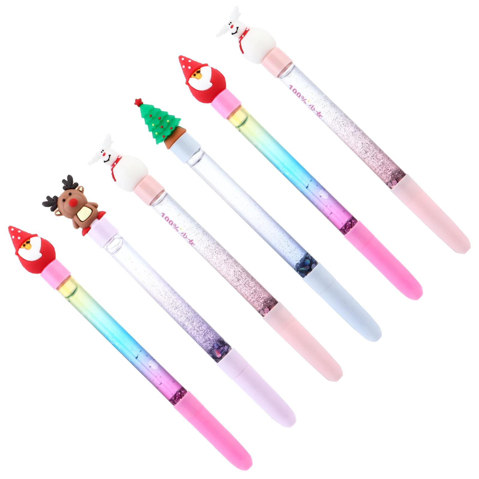 

6 Pcs Christmas Gel Pen Cartoon Plastic Xmas Design Festival Theme Smooth Writing Practical Long Lasting