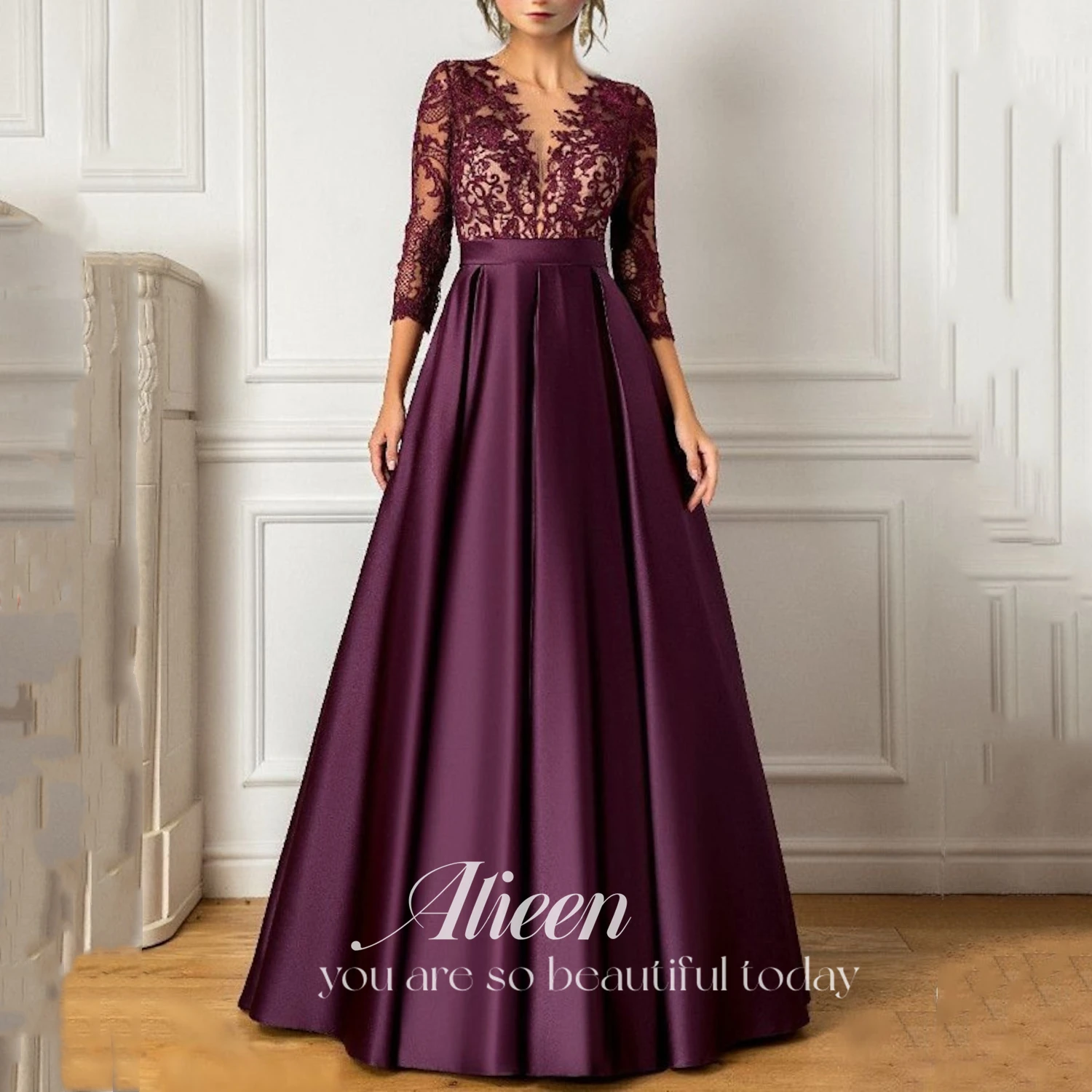 

Satin Cocktail of Dresses Wedding Dress Lace Ball Gowns Purple Luxury Evening Mom Guest Party Gown Womens Long customized Women